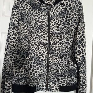 Kori Black and White Leopard Bomber Jacket
